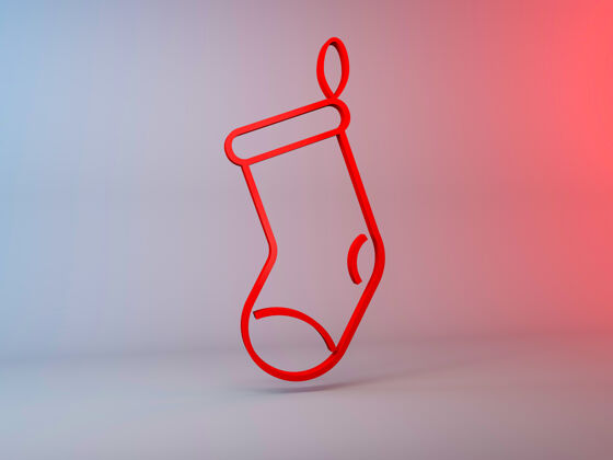 渲染带复制空间的圣诞袜图标的3d插图袜子