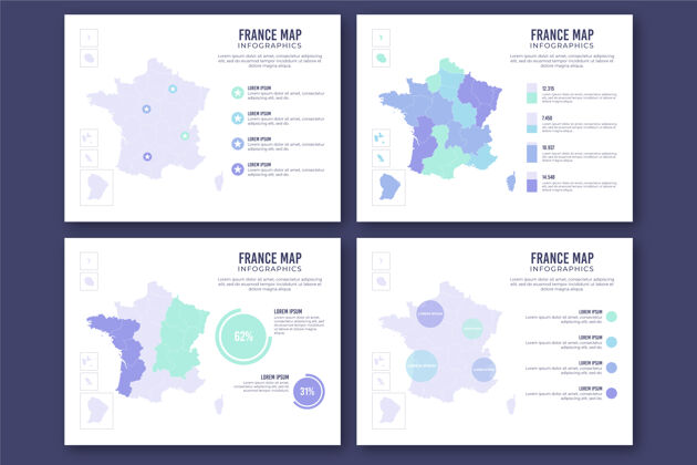 信息图平面法国地图信息图模板平面国家地图