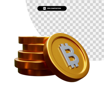 渲染一堆金币在3d渲染隔离货币金融货币