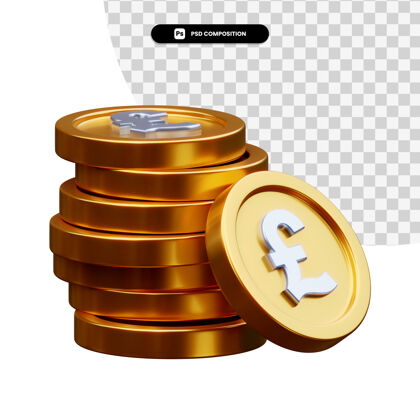 硬币一堆金币在3d渲染隔离银行投资货币