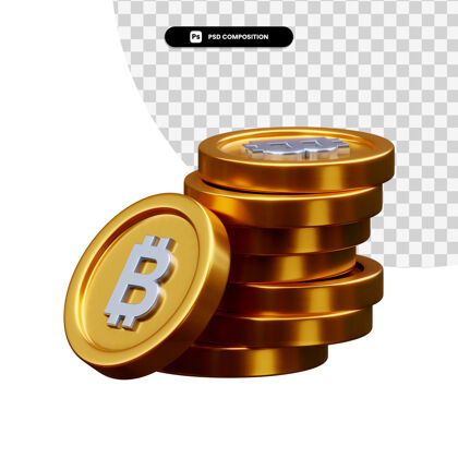 货币一堆金币在3d渲染隔离商业硬币3d