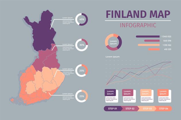 国家平面芬兰地图信息图增长进步模板