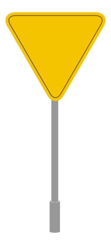 指南黄色路标几何形状 三角形交通符号卡通孤立图标标志牌黄色信号