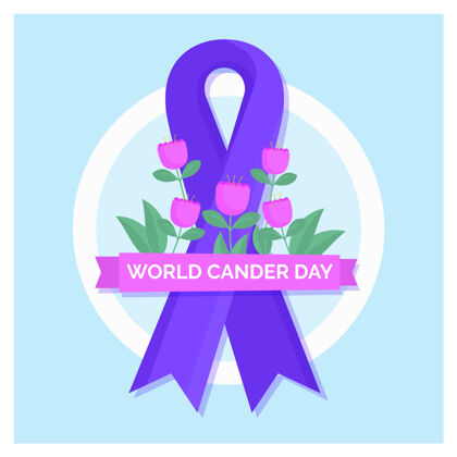 支持平坦的世界癌症日紫色丝带与鲜花设计弓运动
