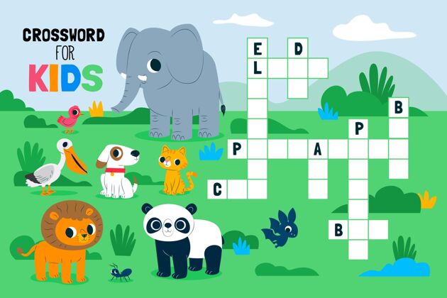 学习英语纵横填字游戏 适合有动物的儿童活动幼儿园学习