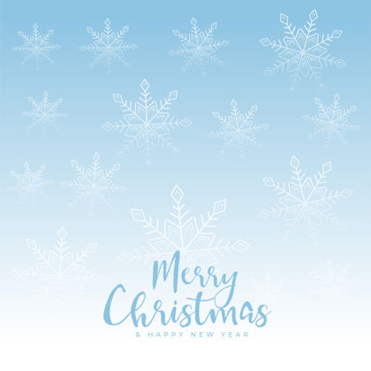 传统美丽的圣诞快乐雪花蓝色背景节日庆祝雪花