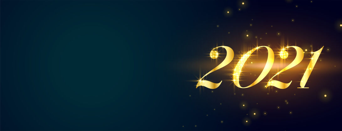 壁纸时尚闪亮的金色蓝旗新年快乐聚会新数字