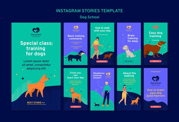 狗狗学校概念instagram故事模板模板动物故事