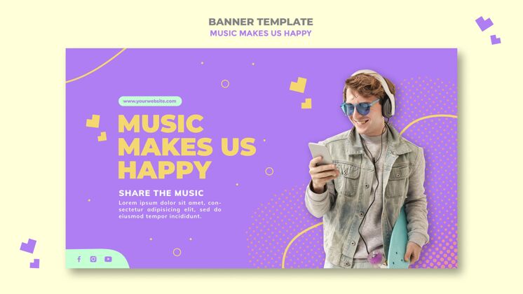 快乐音乐概念横幅模板横幅聚会节日