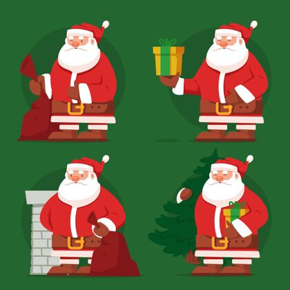 平面平面设计圣诞老人人物系列十二月快乐圣诞老人