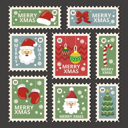 邮票手绘圣诞集邮快乐文化收藏