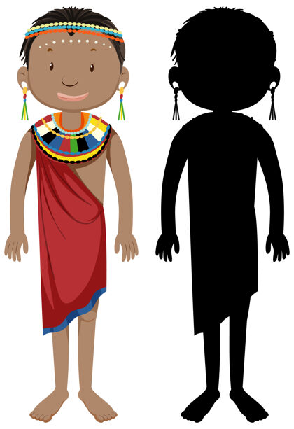 男人一组非洲部落人物的轮廓服装服装非洲