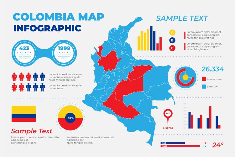 平面平面设计哥伦比亚地图信息图设计平面设计地图