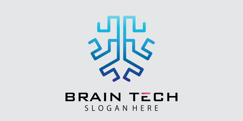 技术科技大脑标志设计公司Logo商业Logo线条