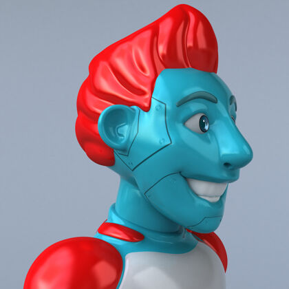 3d渲染红色机器人-3d角色智能未来电子人