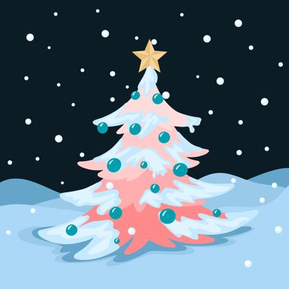 圣诞树平面设计圣诞树季节圣诞节冬天