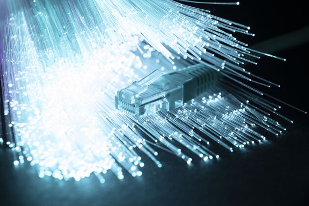 电缆带以太网电缆的蓝色光纤光纤网络技术